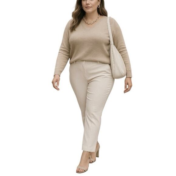 Roz & Ali Dressbarn Ankle Crop Pants Slim Fit Mid Rise Cream Women’s Size 12 - Picture 1 of 11